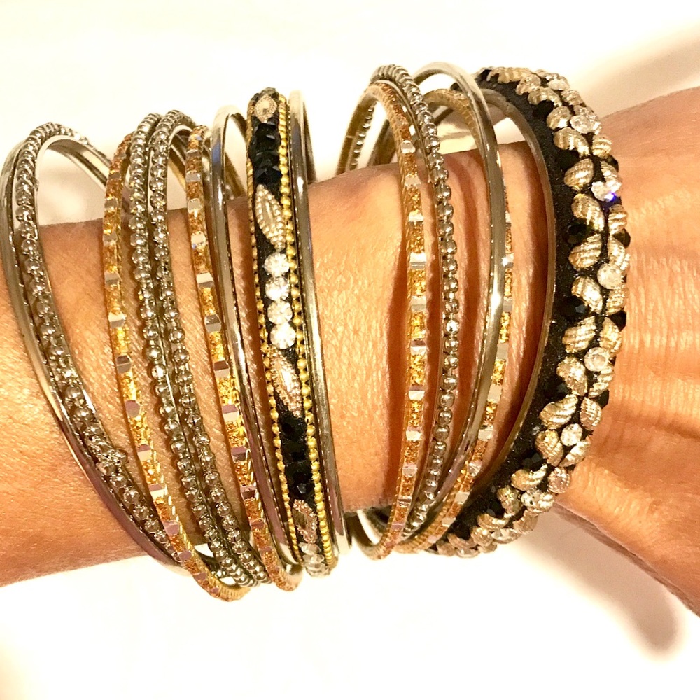 Bangle bracelets.